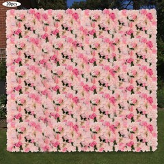 20 Pieces Flower Wall Panel Artificial Floral Backdrop Wall Decoration Backdrop