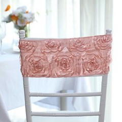 10 Dusty Rose Satin Rosettes Stretchable Spandex Chair Sashes Wedding