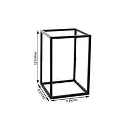 2 pcs 12-Inch Tall Black Matte Metal Geometric Rectangular Stands 12″,