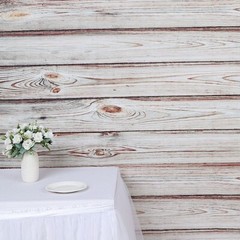 WHITE 8 ft x 8 ft Printed Vinyl Photo BACKDROP Wood Design Party Banner Events