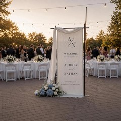 Modern Fabric Wedding Welcome Sign Custom Entrance Banner