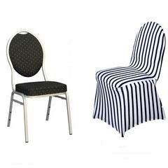 10 pcs Black and White Striped Spandex Stretchable CHAIR COVERS Wedding Supplies