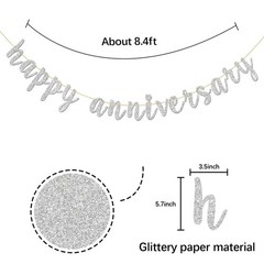 Glitter Silver Happy Anniversary Banner – Anniversary Sign – Birthday Banner …