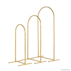 Wedding Arch Set 3 Piece Iron Frame Gold Arched Trellis 72 Inch Garden Outdoor