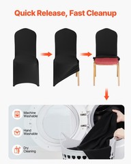 VEVOR 100PCS Black Stretch Spandex Folding Chair Covers for Wedding Party Dining