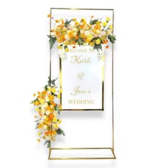Shiny Gold Square Wedding Poster Backdrop Stand