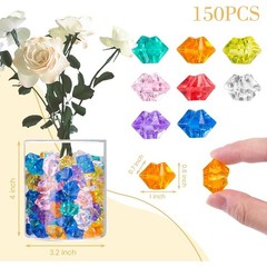 150 Pcs Multicolored Acrylic Ice Rocks Realistic Fake Ice Cubes Home Decor Craft