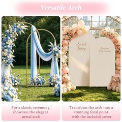 Arch Backdrop Stand and Cover Set 7.2FT/6FT, 7.2FT,6FT Gold Arches+White Covers