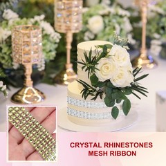 1″x10 Yard Crystal Rhinestones Mesh Ribbon Green (4mm)