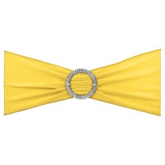 25Pcs 14″x5″ Stretch Chair Sashes Bows Chair Bands Sash with Buckle Yellow