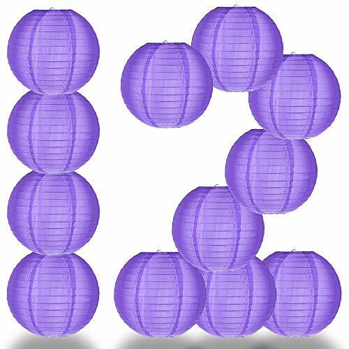 Quasimoon 12 PACK | 14″ Violet Nylon Lantern, Even Ribbing, Durable, Hanging …
