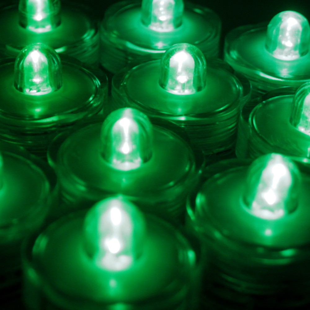 Submersible Waterproof Battery LED Tea Light ~ Wedding Decoration~Green~ 24 Pack