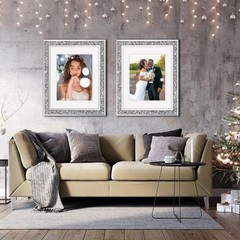 Crushed Diamond Wedding Mirror Photo Frame, Crystal Silver Glass Picture Fram…