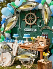 8PCS Tuna Fish Balloons Realistic Tuna Balloons Fishing Birthday Party Decora…