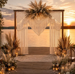 Macrame Wedding Backdrop Curtain, Boho Wall Hanging for Ceremony Arch
