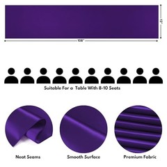 Satin Table Runner 1×108 Inches Long, Silk-Like Smooth Table Decor for 2 Purple