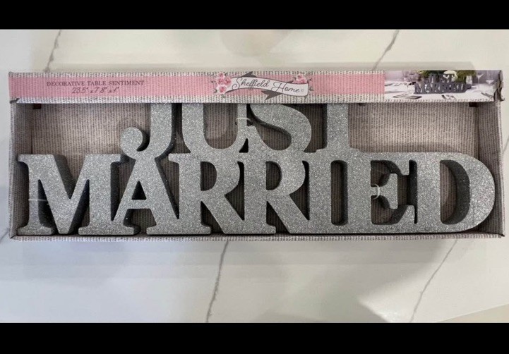 Just Married Sign Silver 24inches New