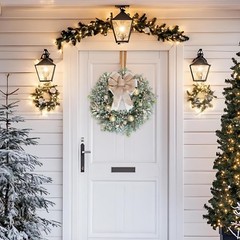 24 Inch Christmas Champagne Leaves Berries Wreath for Front Door, Rustic Farm…