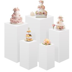 3/5PCS Metal Square Display Stands Pedestal Stands Pillars for Wedding Party