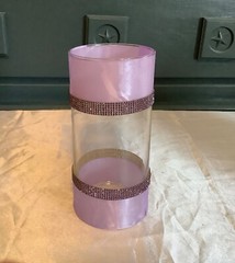 Bouquet holder/vase with satin ribbon and rhinestones….you pick colors