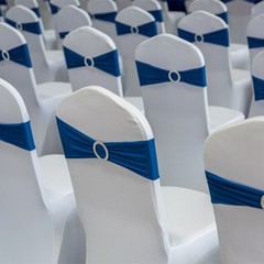 Chair Bows Sash 50 Pcs Stretch Chair Cover Band Elastic Chair Tie, Cream Color