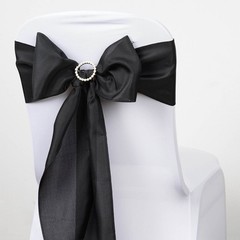 10 Black Polyester CHAIR SASHES Ties Bows Wedding Party Ceremony Decorations