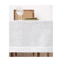 60×102 Inch 100% Pure Linen Tablecloth, White, Machine Washable