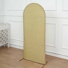 5 ft CHAMPAGNE Metallic Fitted Spandex Round Top Arch STAND COVER Party Events