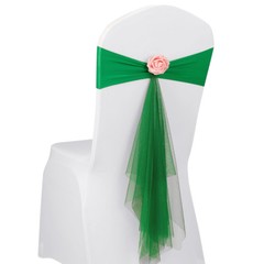 10/20x Spandex Stretch Wedding Party Chair Cover Band Bow Sashes w/ Flower Decor