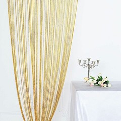 GOLD 3×8 ft Silk Tassels CURTAIN Fringe Backdrop Wedding Home Window Decorations