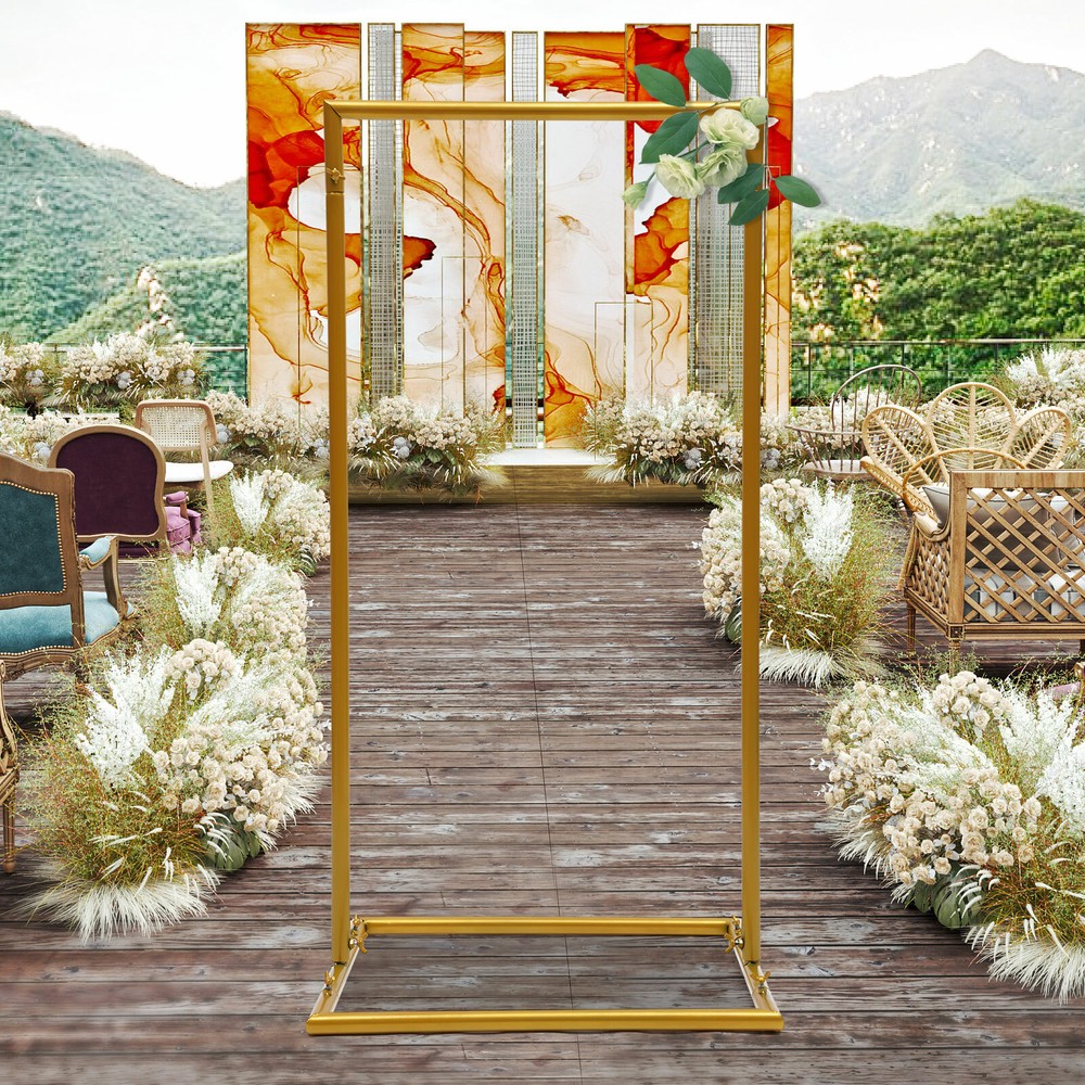 Gold Square Metal Arch Rack Backdrop For Weddings Graduation Party Venue Decor