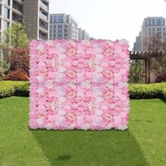 6 Pcs Wedding Flower Wall Panel Floral Backdrop Silk Rose Wall 40*60cm Dark Pink