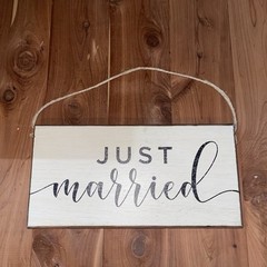 Rustic Marlin Just Married Wedding Sign Decor Wooden Hanging Celebration USA