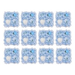 12PCS Artificial Flower Wall Panels White+Blue Dreamlike Flower Wall Backdrop