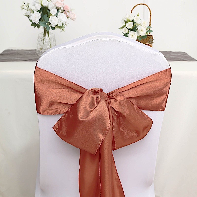 10 Terracotta Satin CHAIR SASHES Ties Bows Wedding Ceremony Reception