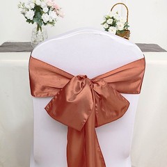10 Terracotta Satin CHAIR SASHES Ties Bows Wedding Ceremony Reception