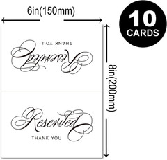 10 Pack Reserved Signs for Weddings & Parties, Reservation Cards for Tables 4 X