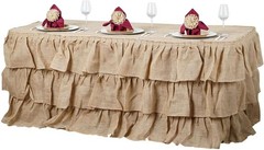 Efavormart 3 Tier Rustic Elegant Ruffled Burlap Table Skirt for Kitchen Dining