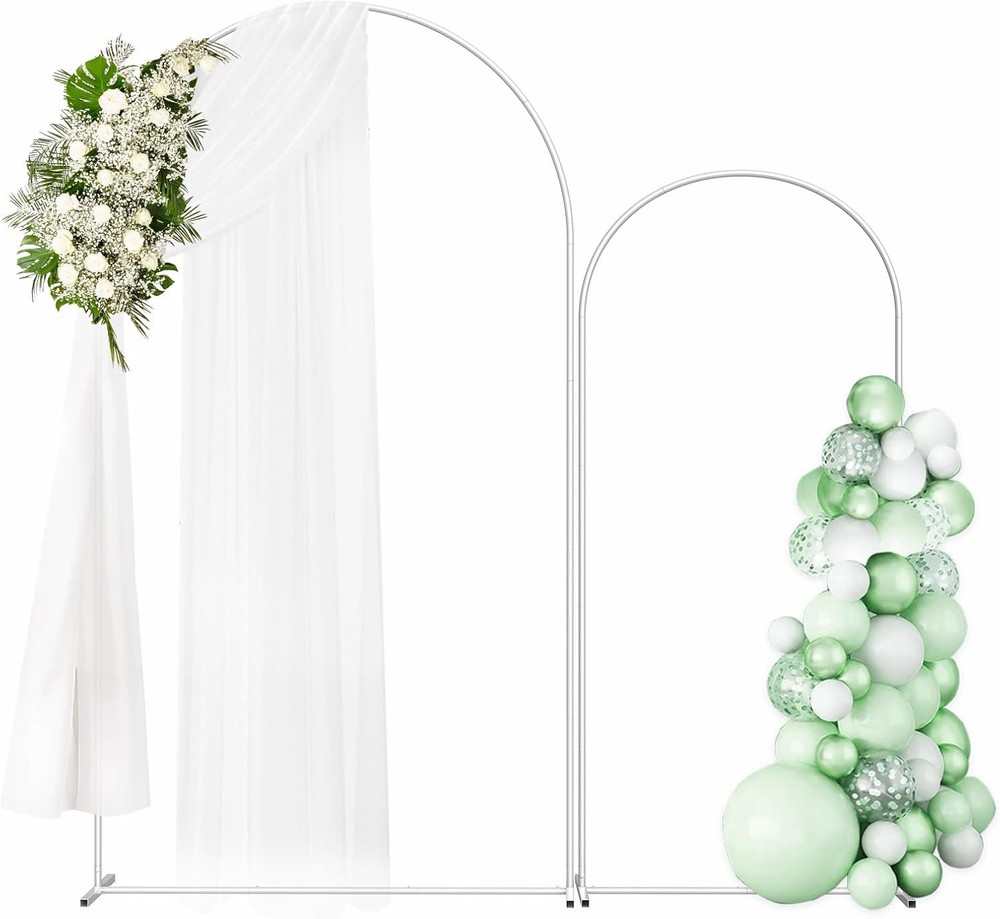 Set of 2 Metal Arch Backdrop Balloon Stand Decor for Wedding Birthday 7.3FT&6FT