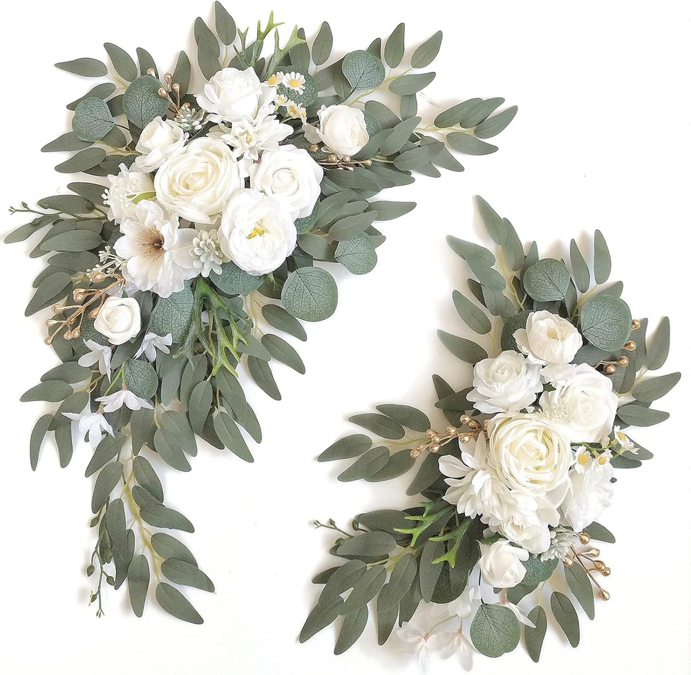 Faux Arch Flower Swag Set of 2 for Wedding Welcome Signs Floral Swag Wedding Rec
