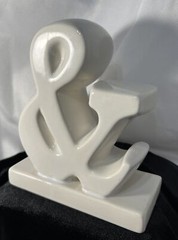 White Ceramic 6” And & Ampersand Freestanding Sign Novelty Wedding Prop