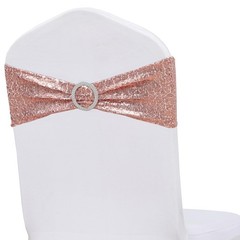 Sequin Rose Gold Chair Sashes for Wedding Decor, Glitter Rose Gold Chair Band…