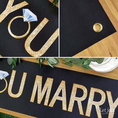 Proposal Banner Will You Marry Me Flower Propose 6ft, Black