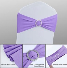 50PCS Purple Spandex Chair Sashes w/ Buckle for Wedding Party