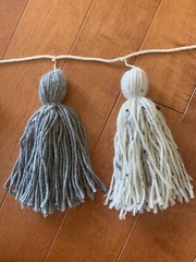 Gray Tassel Garland Yarn Pom Banner Decorative Wall Hanging Decor College Dorm