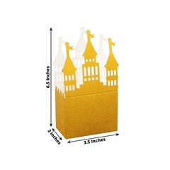 20 Gold Glitter Princess Castle Paper Favor Boxes Wedding Party Events