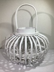 NEW Studio His & Hers White 11” X 11” Decorative Wicker Lanterns HGT1-167