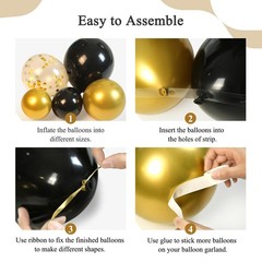 182pcs Black and Gold Balloons Garland Arch Kit, 5 10 12 18 inch Black White …