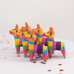 3 Assorted Colorful Paper Mini Donkey Pinatas for Fiesta Party Decorations