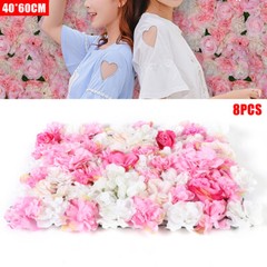 8× Rose Flower Wall Panels Artificial Silk Wedding Supply Decor Party Floral NEW